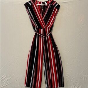 No Boundaries Red and Black Striped Jumpsuit